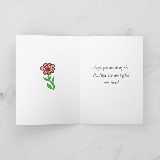 Miss U, vriendschap, meisje met bloemen Kaart (Binnen)