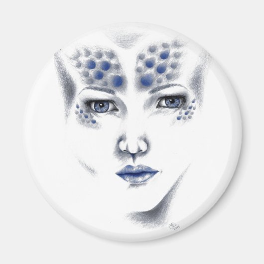 Miss Universe geweldige Alien Woman Originele Kuns Magneet (Voorkant)