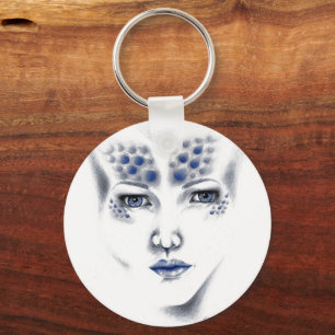 Miss Universe Gorgeous Alien Vrouw Originele Kunst Sleutelhanger