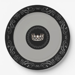 Miss USA Grijs Zilveren Kroon 9" Papieren Borden Bordje