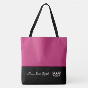 Miss USA Silver Crown Canvas tas-Large Fuchsia Tote Bag