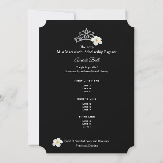 Miss USA Silver Crwn Plumeria Awards Ball Prgm Kaart (Voorkant)
