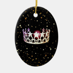 Miss USA Staat Zilveren Kroon Kerst Ornament