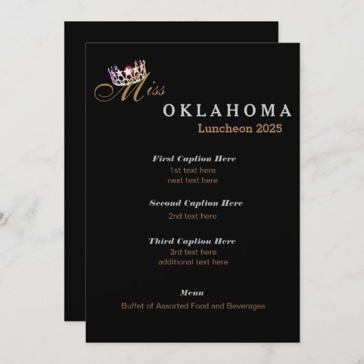 Miss USA stijl Black Shimmer Luncheon Programma Ka (Voorkant / Achterkant)