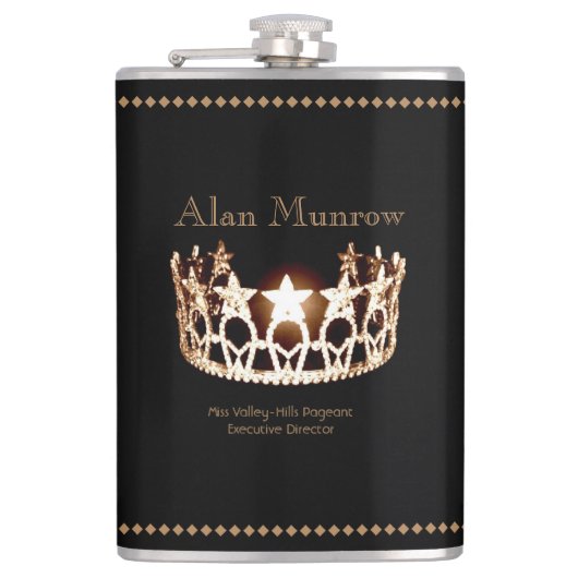 Miss USA stijl Crown Flask Custom Naam Heupfles (Voorkant)