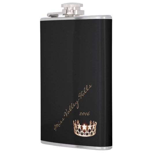 Miss USA stijl Custom Handtekening Kroonkolf Heupfles (Links)