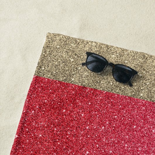 Miss USA stijl Glitter Beach Towel in Red Strandlaken (In situ)