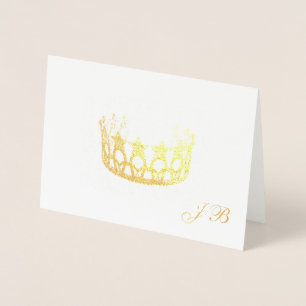 Miss USA Style Gold Foil Crown & Monogram Card Folie Kaarten
