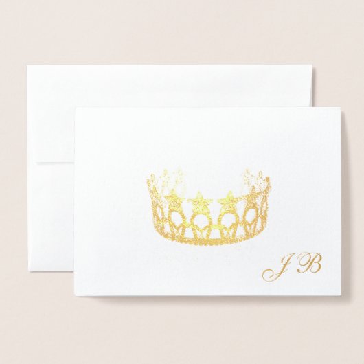 Miss USA Style Gold Foil Crown & Monogram Kaart (Voorkant met envelop)