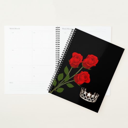 Miss USA style Pageant Crown & Red Roses Planner (Devant avec enveloppe)