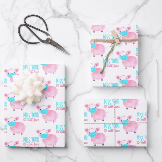 Miss Uw Kute Face Pig Wrapping Sheets Inpakpapier Vel (Voorkant)