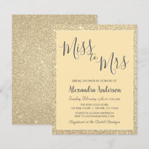 Miss voor Mrs Gold Glitter Vrijgezellenfeest Kaart