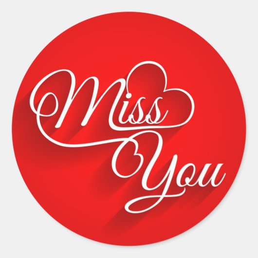 Miss You Classic Ronde Sticker (Voorkant)
