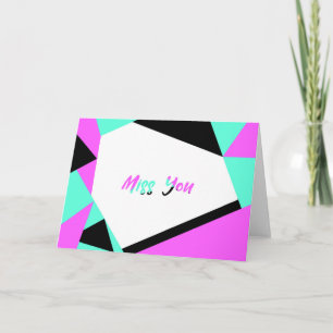 Miss You Color Block Kaart Zwart Blauwgroen Roze