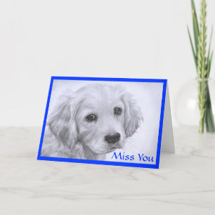 Miss You Golden Retriever Puppy Tekening Kaart
