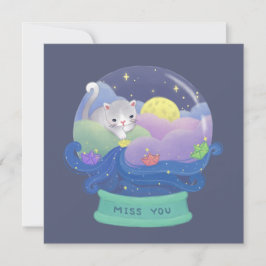 Miss You: Kat- en papierboten Kaart