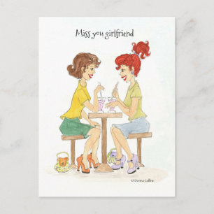 Miss You Soda Girls Postcard Briefkaart