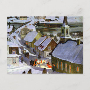 Missaal middernacht, schilderij in fijne kunst, briefkaart