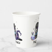 Misschien morgen - Zwarte kat, boeken en hekserige Papieren Bekers (Rechts)