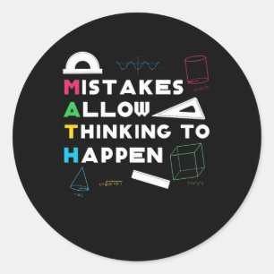 MISSCHIEN Toestaan van denken Wiskunde Lover Ronde Sticker