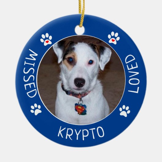 Missed Loved | Custom Dog Memorial Keramisch Ornament (Voorkant)