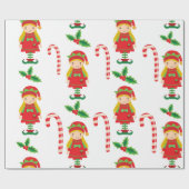 Misses Elf en Candy Canes Cadeaupapier (Vlak)