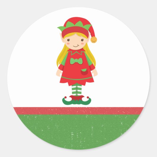 Misses Elf en Candy Canes Ronde Sticker (Voorkant)