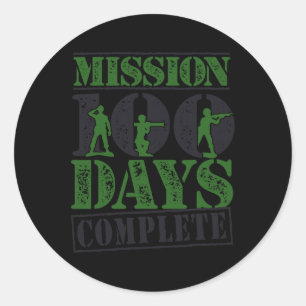 Missie 100 Dagen Complete Militaire School Game Ronde Sticker