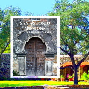 Missie Espada-kerkdeur, San Antonio-missies Briefkaart
