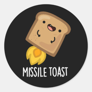 Missile Toast Grappige Mistletoe Puns Donker BG Ronde Sticker