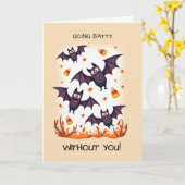 Missing You at Halloween Going Batty Cute Bats Kaart (Gele Bloem)
