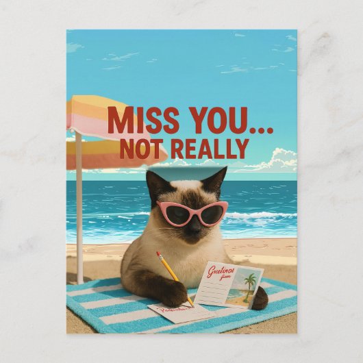 Missing You Cat est sur la carte postale de la pla (Devant)
