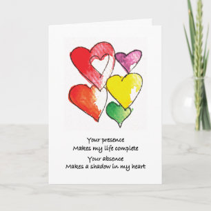 Missing You Hearts Kaart