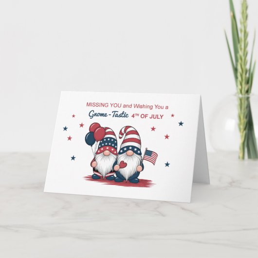 Missing You op 4 juli Schattigee Patriottische Gno Kaart (Voorkant)