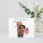 MIssing you Patriotic dachshund Carte postale (Debout devant)