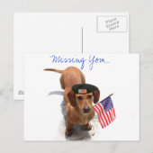 MIssing you Patriotic dachshund Carte postale (Devant / Derrière)