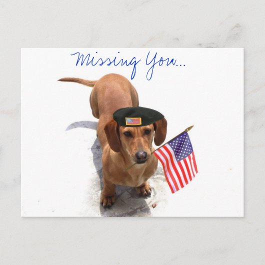 MIssing you Patriotic dachshund Carte postale (Devant)