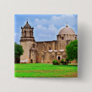 Mission San José Church Vierkante Button 5,1 Cm