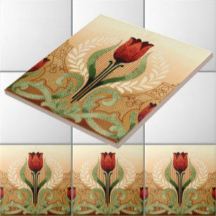  Mission Style Red Tulip Frieze Tegeltje