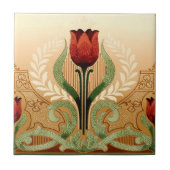  Mission Style Red Tulip Frieze Tegeltje (Voorkant)