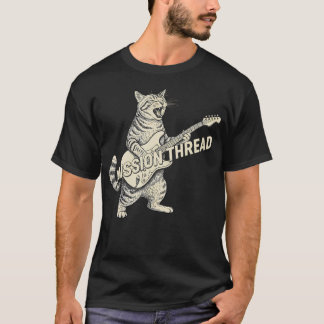 Mission Thread Cat Playing Guitar Rock Music T-shirt