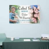 Missionair afscheid geroepen om 2 fotobanner te se spandoek (Beurs)