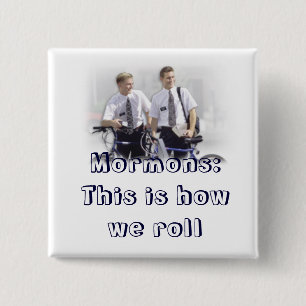 missionaris, mormon vierkante button 5,1 cm