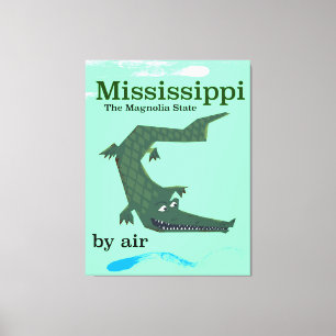 Mississippi Alligator vintage-poster Canvas Afdruk