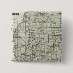 Mississippi Atlas Map Vierkante Button 5,1 Cm