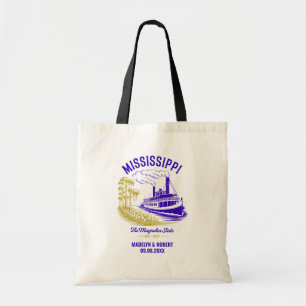 Mississippi bruiloft welkom tas, staat liefde tote bag