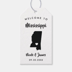 Mississippi bruiloft welkomsttas Labels, kaart Cadeaulabel