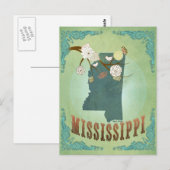 Mississippi Carte d'État Vintage moderne - Vert (Devant / Derrière)