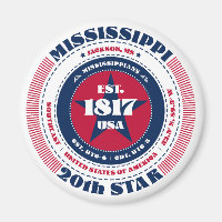 Mississippi Circle Typographie Souvenir Magnet