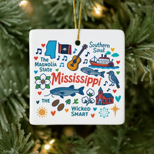 Mississippi Custom Family Trip Christmas Keramisch Ornament (Boom)